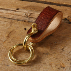 Handmade Small Leather Brass Keyrings KeyChain Leather Small Keyring Car Key Chain for Men
