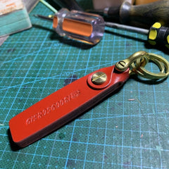 Red Handmade Leather Brass Keyring Moto KeyChain Leather Keyring Moto Cross Key Holders Key Chain Key Ring for Men