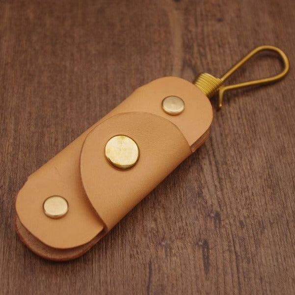 Brown Handmade Mens Leather Keyholders With Hook Cool KeyChains Key Holders KeyRing for Men