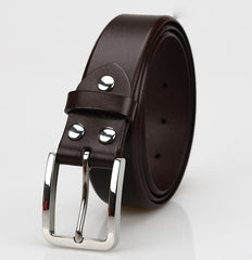 Handmade Brown Leather Slim Belts Minimalist Mens Silver Black Leather Belts for Men