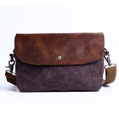 Mens Waxed Canvas Leather Small Side Bag Canvas Courier Bags for Men