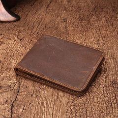 Simple Vintage Mens Leather Small Wallet Bifold billfold Wallet for Men