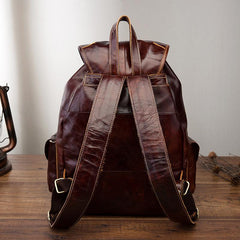 Vintage Brown Leather Men's Backpack 14'' Computer Backpacks Travel Backpack For Men