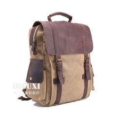 Mens Canvas Leather Backpack Canvas Hiking Backpack Canvas Travel Backpack for Men