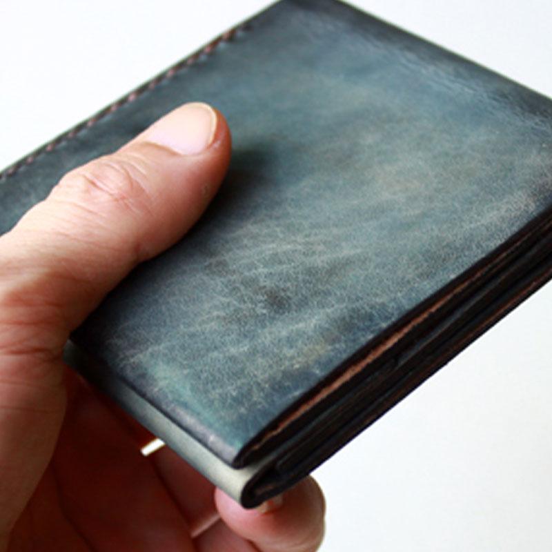 Handmade Vintage Leather Mens Small Bifold Wallet Cool billfold Wallet for Men