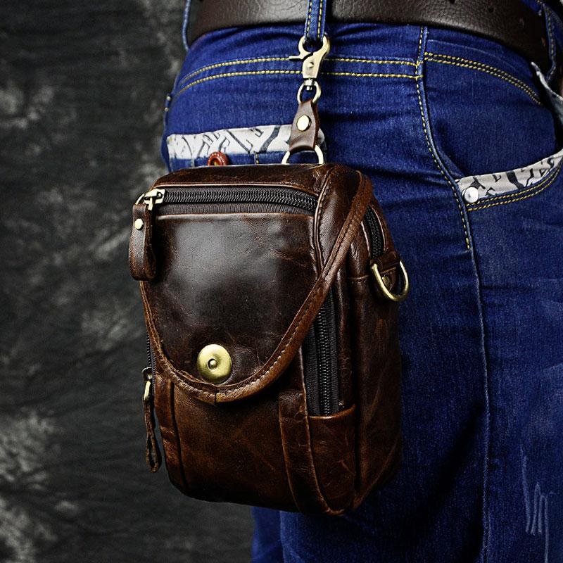 Leather Mens Belt Pouch Cell Phone Holster BELT BAG mini Shoulder Bag For Men
