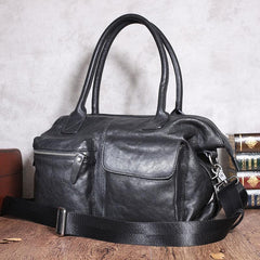 Leather Mens Large Black Travel Handbag Weekender Bag Brown Duffle Bag Luggage Bag for Men