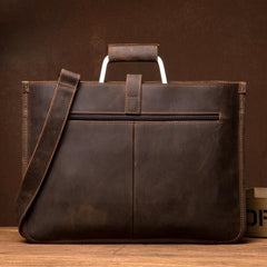 Cool Dark Brown Leather Mens 12 inches Briefcase Laptop Bag Business Side Bags Work Bag for Men