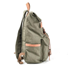 Cool Waxed Canvas Leather Mens Waterproof 16‘’ Large Hiking Backpack Travel Backpack for Men