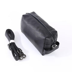 Handmade Black Leather Mens Clutch Cool Hand Bag Zipper Clutch Wristlet Clutch for Men