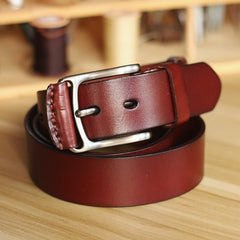 Cool Handmade Buckle Black Leather Mens Belt Dark Brown Leather Belts for Men