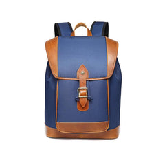 Blue Nylon Leather Mens Large 14'' Laptop Backpack College Backpack Travel Backpack for Men