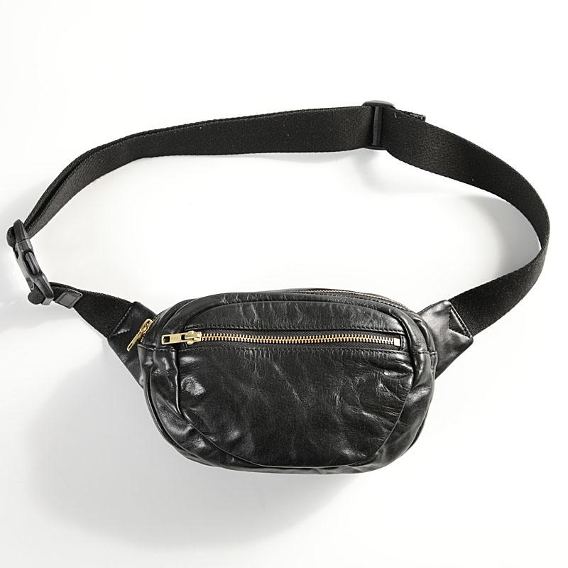 Handmade Distressed Black Leather Men Fanny Pack Waist Bag Hip Pack Belt Bag Bumbag for Men