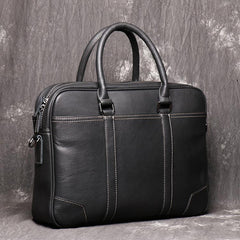 Black Leather Mens 15 inches Large Laptop Work Bag Handbag Briefcase Shoulder Bags Business Bags For Men