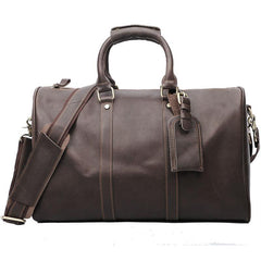 Black Leather Mens Casual Large Travel Bags Shoulder Weekender Bag Brown Duffle Bag For Men