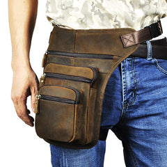 Cool Leather Drop Leg Bag Belt Pouch Mens Waist Bag Shoulder Bag for Men