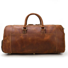 Cool Brown Leather Men's Overnight Bag Travel Bag Luggage Weekender Bag For Men