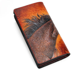 Handmade Leather Fine Horse Mens Tooled Long Chain Biker Wallet Cool Leather Wallet With Chain Wallets for Men