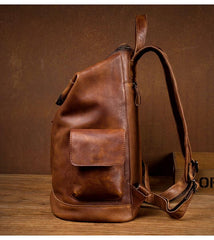 Cool Brown Mens Leather 15-inch Computer Backpacks Fashion Travel Backpacks School Backpack for men
