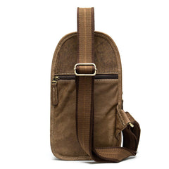 Badass Brown Leather Men's Sling Bag Chest Bag 8-inches One shoulder Backpack For Men