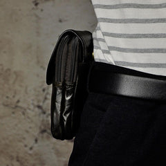 Small Mens Leather Belt Pouch Side Bag Holster Belt Case Waist Pouch for Men