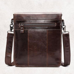 Cool Coffee Small Square Leather Mens Side Bag Messenger Bag Shoulder Bag for Men
