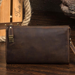 Dark Brown Cool Mens long Clutch Wallet Wristlet Wallet Clutch Bag Large Long Wallet for Men