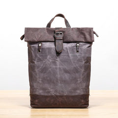 Waxed Canvas Mens Womens 14'' Travel Backpack Roll Up Backpack School Backpack for Men