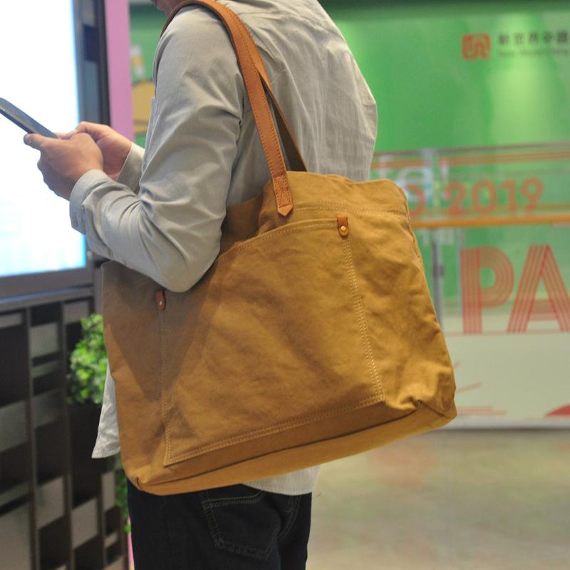 Simple Canvas Mens Womens Tote Shoulder Bags Messenger Handbag