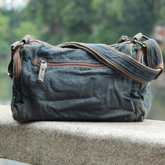 Blue Denim Mens Womens Side Bag Courier Bag Blue Jean Messenger Bag For Women