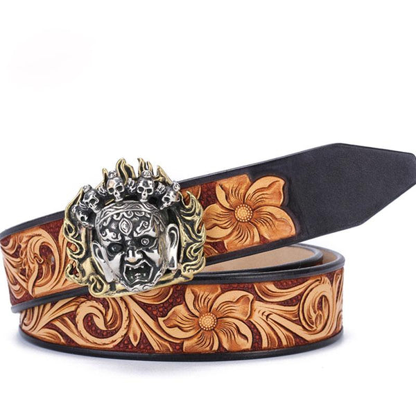 Handmade Genuine Custom Tooled Floral Cool Leather Mens Leather Men Belt for Men