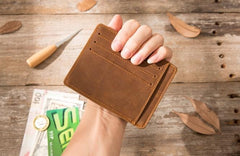 Leather Mens Slim Cards Holder Front Pocket Wallets Card Wallet for Men