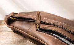 Coffee Leather Mens Cool Sling Bag Sling Shoulder Bags Sling Backpacks for men