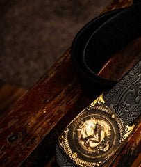 Handmade Black Leather Mens Belt Cool Leather Men Belts for Men