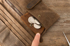 Cool Canvas Leather Mens Long Wallet Long Wallet for Men