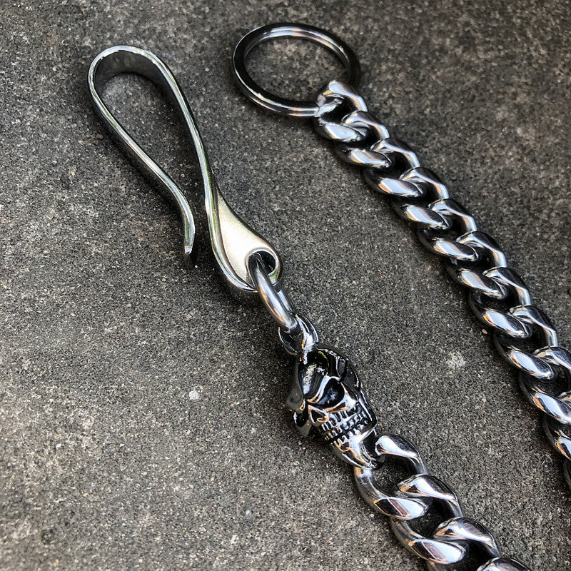 316 Solid Stainless Steel 18inch Cool Skull Wallet Chain Biker
