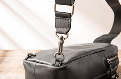 Black Leather Mens Sling Bag Sling Shoulder Bag Chest Bag for men