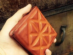 Genuine Leather Mens Cool Short Leather Wallet Zipper Clutch Wristlet Wallet for Men
