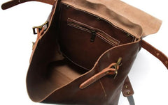 Dark Brown Leather Mens Backpack Travel Backpacks Laptop Backpack for men