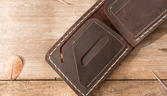 Handmade Leather Mens Small Wallets Bifold Slim Front Pocket Wallet for Men