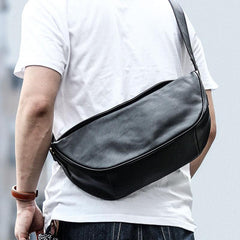 Brown Cool Leather Mens Saddle Messenger Bag Black Courier Bag Black Postman Bag For Men