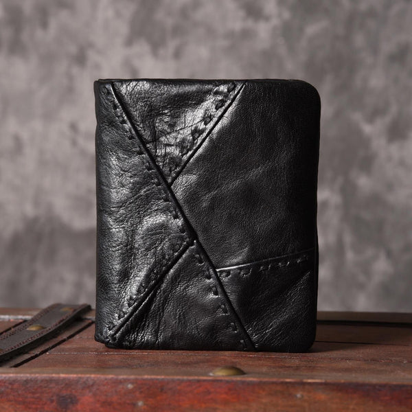Handmade Mens Cool billfold Leather Wallet Men Small Slim Wallets Bifold for Men - iChainWallets
