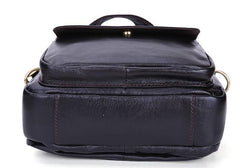Black Leather Small Side Bag Handbag Messenger Bag Vertical Shoulder Bag For Men