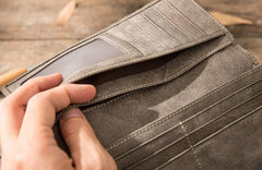 Cool Mens long Wallet Leather Vintage Wallet Long Wallets for Men