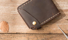 Handmade Leather Mens Small Wallets Bifold Slim Front Pocket Wallet for Men