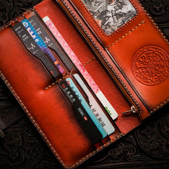 Handmade Leather Mens Cool Leather Long Wallet Long Wallets for Men
