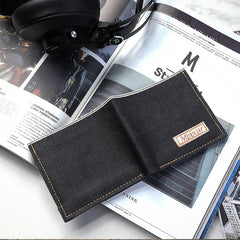Black Wallet Cool Denim Mens Jean Slim billfold Wallet Bifold Jean Small Wallets For Men