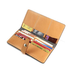 Cool Handmade Mens Leather Bifold Long Wallet Envelope Long Bifold Wallet for Men