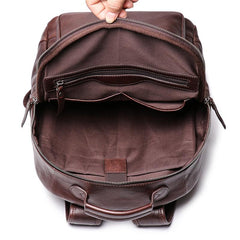 Cool Brown Leather Men's 15'' Laptop Backpack School Backpack Travel Backpack For Men