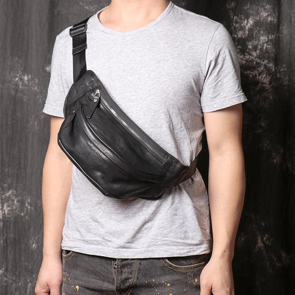 Black MENS LEATHER Brown FANNY PACK FOR MEN BUMBAG WAIST BAGS Chest Ba ...
